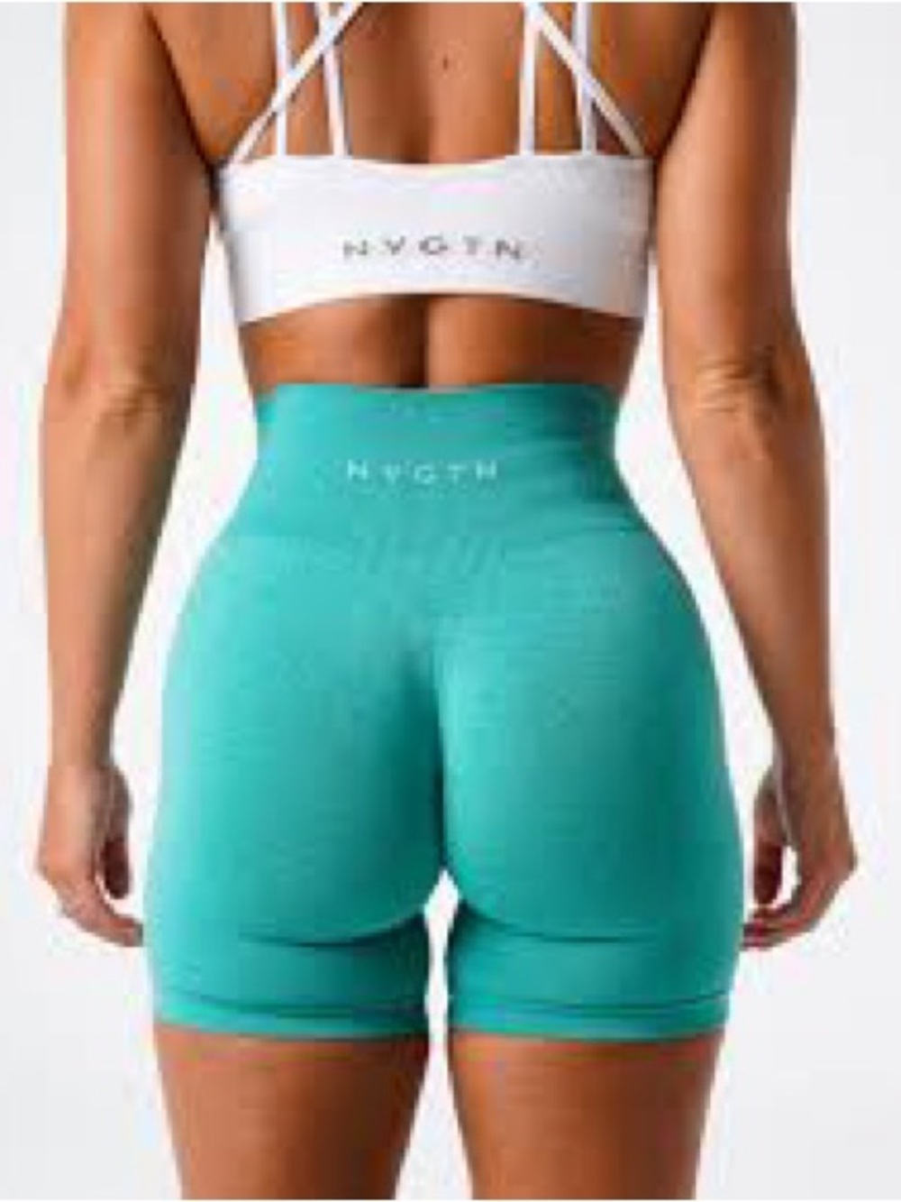 Sold -  High-Rise Teal Bike Shorts